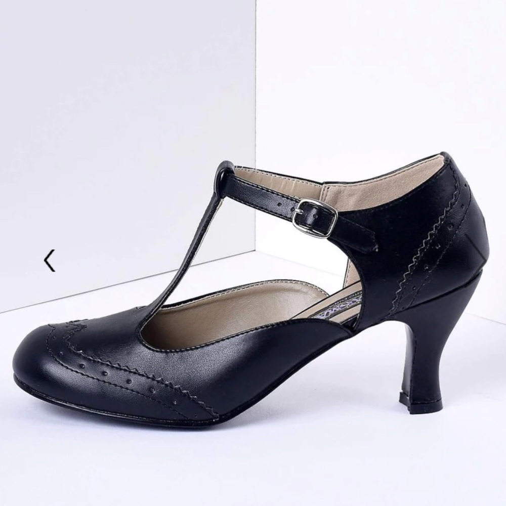 Black T-Strap Mary Jane kitten Heels
